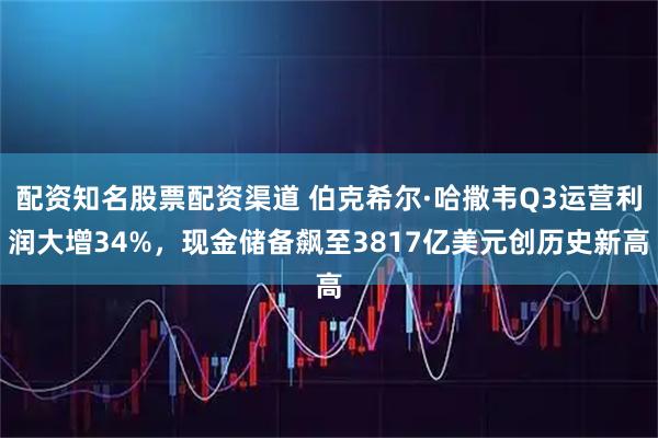 配资知名股票配资渠道 伯克希尔·哈撒韦Q3运营利润大增34%，现金储备飙至3817亿美元创历史新高