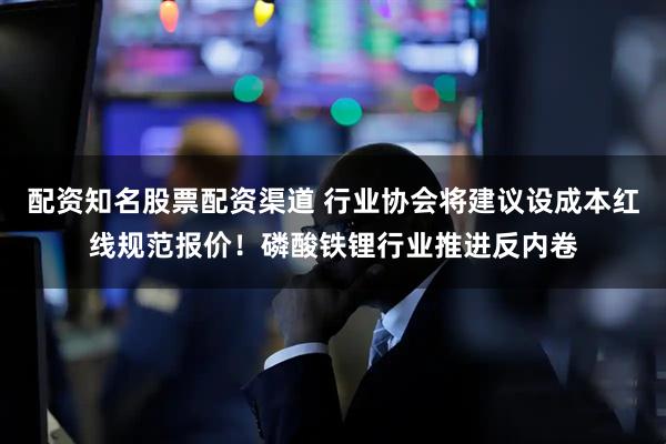 配资知名股票配资渠道 行业协会将建议设成本红线规范报价！磷酸铁锂行业推进反内卷