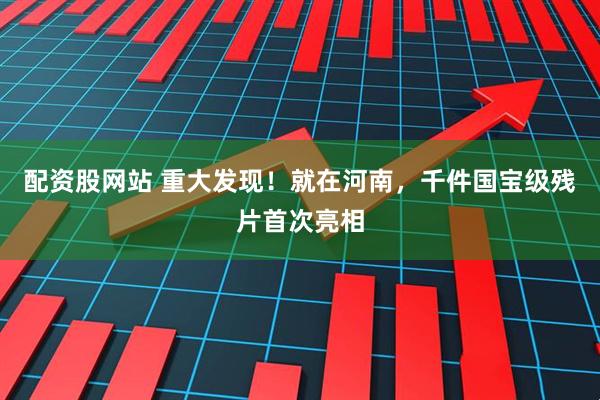 配资股网站 重大发现！就在河南，千件国宝级残片首次亮相